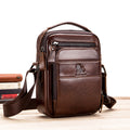 Men Small Leather Shoulder Bag Messenger Crossbody Pack Sling Bag Coffee