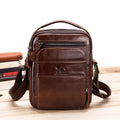 Men Small Leather Shoulder Bag Messenger Crossbody Pack Sling Bag Coffee
