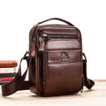 Men Small Leather Shoulder Bag Messenger Crossbody Pack Sling Bag Coffee