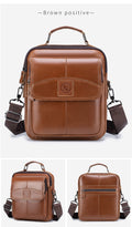 Men Small Leather Shoulder Bag Messenger Crossbody Travel Work Bag Brown
