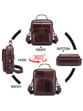 Men Small Leather Shoulder Bag Messenger Crossbody Travel Work Bag Coffee