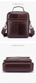 Men Small Leather Shoulder Bag Messenger Crossbody Travel Work Bag Coffee