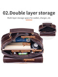 Men Small Leather Shoulder Bag Messenger Crossbody Travel Work Bag Coffee