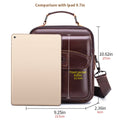 Men Small Leather Shoulder Bag Messenger Crossbody Travel Work Bag Coffee