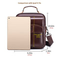 Men Small Leather Shoulder Bag Messenger Crossbody Travel Work Bag Coffee