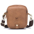 Men's Small Shoulder Genuine Leather Bag Cell Phone Belt Waist Bag Brown