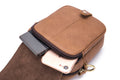 Men Small Shoulder Genuine Leather Bag Cell Phone Belt Waist Bag Brown