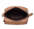 Men Small Shoulder Genuine Leather Bag Cell Phone Belt Waist Bag Brown