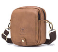 Men's Small Shoulder Genuine Leather Bag Cell Phone Belt Waist Bag Brown
