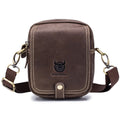 Men Small Shoulder Genuine Leather Bag Cell Phone Belt Waist Bag Coffee