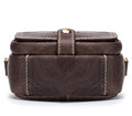 Men Small Shoulder Genuine Leather Bag Cell Phone Belt Waist Bag Coffee