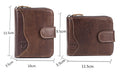 Men Small Wallets RFID Blocking Leather Zipper Coin Pocket Wallet Coffee