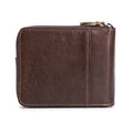 Men Small Wallets RFID Blocking Leather Zipper Coin Pocket Wallet Coffee TRANSVERSE