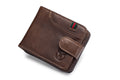 Men Small Wallets RFID Blocking Leather Zipper Coin Pocket Wallet Coffee TRANSVERSE