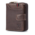 Men Small Wallets RFID Blocking Leather Zipper Coin Pocket Wallet Coffee VERTICAL