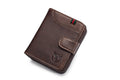 Men Small Wallets RFID Blocking Leather Zipper Coin Pocket Wallet Coffee VERTICAL