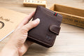 Men Small Wallets RFID Blocking Leather Zipper Coin Pocket Wallet Coffee VERTICAL