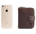 Men Small Wallets RFID Blocking Leather Zipper Coin Pocket Wallet Coffee VERTICAL