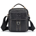 Men Soft Leather Zipper Small Shoulder Messenger Business Vintage Bag Black