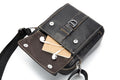 Men Soft Leather Zipper Small Shoulder Messenger Business Vintage Bag Black