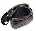 Men Soft Leather Zipper Small Shoulder Messenger Business Vintage Bag Black