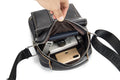 Men Soft Leather Zipper Small Shoulder Messenger Business Vintage Bag Black