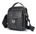 Men Soft Leather Zipper Small Shoulder Messenger Business Vintage Bag Black