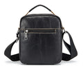 Men Soft Leather Zipper Small Shoulder Messenger Business Vintage Bag Black