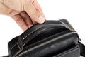 Men Soft Leather Zipper Small Shoulder Messenger Business Vintage Bag Black