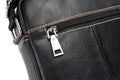 Men Soft Leather Zipper Small Shoulder Messenger Business Vintage Bag Black