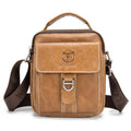 Men Soft Leather Zipper Small Shoulder Messenger Business Vintage Bag Brown