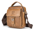 Men Soft Leather Zipper Small Shoulder Messenger Business Vintage Bag Brown