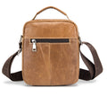 Men Soft Leather Zipper Small Shoulder Messenger Business Vintage Bag Brown