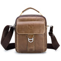 Men Soft Leather Zipper Small Shoulder Messenger Business Vintage Bag Coffee