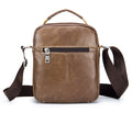 Men Soft Leather Zipper Small Shoulder Messenger Business Vintage Bag Coffee