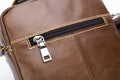 Men Soft Leather Zipper Small Shoulder Messenger Business Vintage Bag Coffee