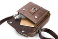 Men Soft Leather Zipper Small Shoulder Messenger Business Vintage Bag Coffee