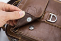 Men Soft Leather Zipper Small Shoulder Messenger Business Vintage Bag Coffee