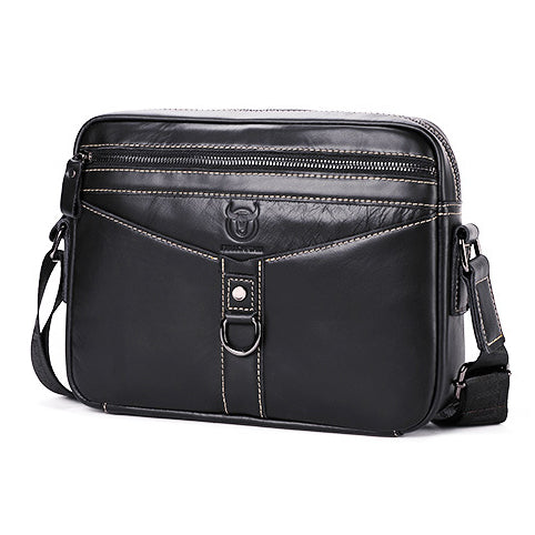 Men Vintage Cowhide Leather Messenger Bag Shoulder Satchel Travel Bag Black