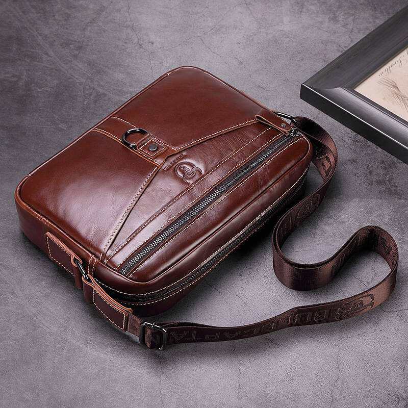 Men Vintage Cowhide Leather Messenger Bag Shoulder Satchel Travel Bag Brown