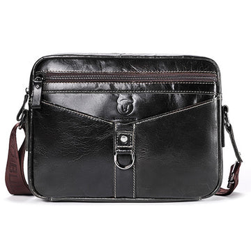 Men Vintage Cowhide Leather Messenger Bag Shoulder Satchel Travel Bag Iron