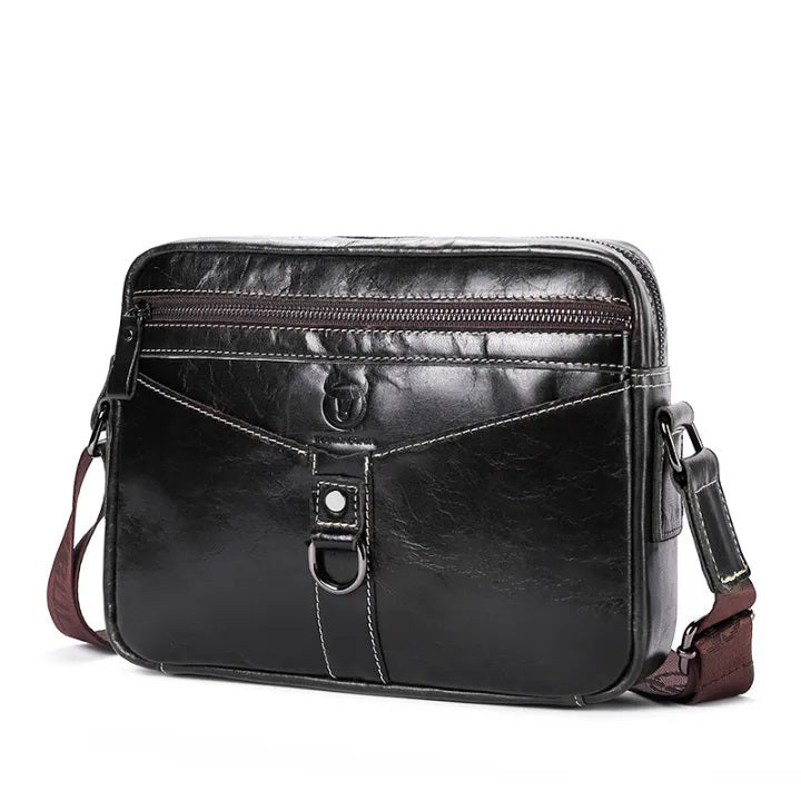Men Vintage Cowhide Leather Messenger Bag Shoulder Satchel Travel Bag Iron