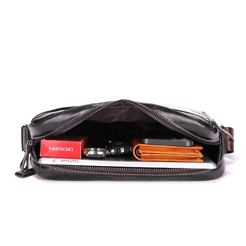 Men Vintage Cowhide Leather Messenger Bag Shoulder Satchel Travel Bag Iron