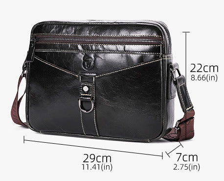 Men Vintage Cowhide Leather Messenger Bag Shoulder Satchel Travel Bag Iron