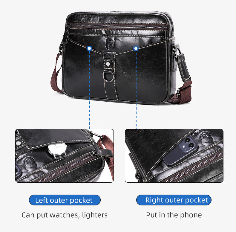 Men Vintage Cowhide Leather Messenger Bag Shoulder Satchel Travel Bag Iron