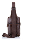 Men Vintage Genuine Leather Sling Chest Bag Crossbody Chest Daypack Coffee