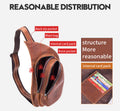 Men Vintage Leather Crossbody Bag Sling Chest Shoulder Daypack Bag Brown