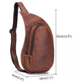 Men Vintage Leather Crossbody Bag Sling Chest Shoulder Daypack Bag Brown 2