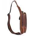 Men Vintage Leather Crossbody Bag Sling Chest Shoulder Daypack Bag Brown