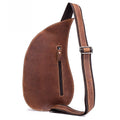 Men Vintage Leather Crossbody Bag Sling Chest Shoulder Daypack Bag Brown